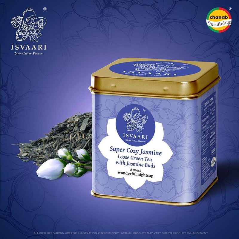Chenab Impex Pvt Ltd Tea 12 Isvaari - Super Cozy Loose Flavored Green Tea With Jasmine Buds 50g