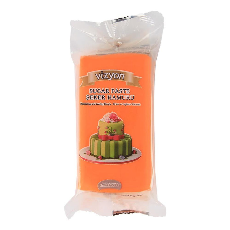 Bakersville India Fondant 2 Vizyon - Orange Sugar Paste / Fondant(250g)