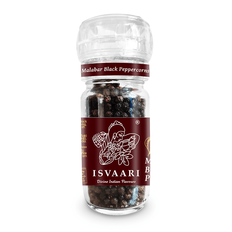 Chenab Impex Pvt Ltd Spices 12 Isvaari - Malabar Black Peppercorns In Grinder 50g