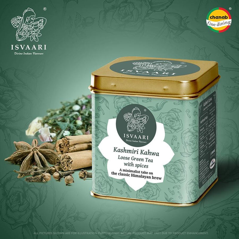 Chenab Impex Pvt Ltd Tea 12 Isvaari - Herbal Kashmiri Kahwa Loose Green Tea With Spices 50g