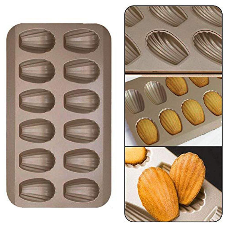 Bakersville India Baking Accessory 2 Finedecor - Madeleine Pan (12-cavity) Non-stick Seashell Shape Madeleine Mold / Baking Mold - Fd 3030