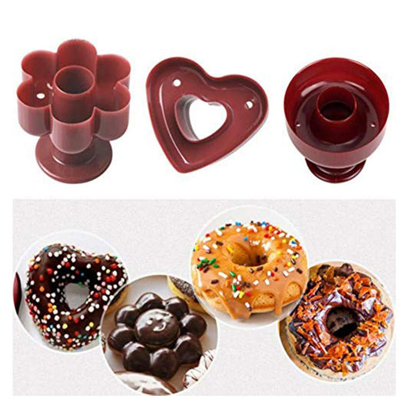 Bakersville India Baking Accessory 2 Finedecor - Professional Heart Shaped Round Shaped & Flower Shaped Donut Cutters(1 Set Of 3 Pieces)