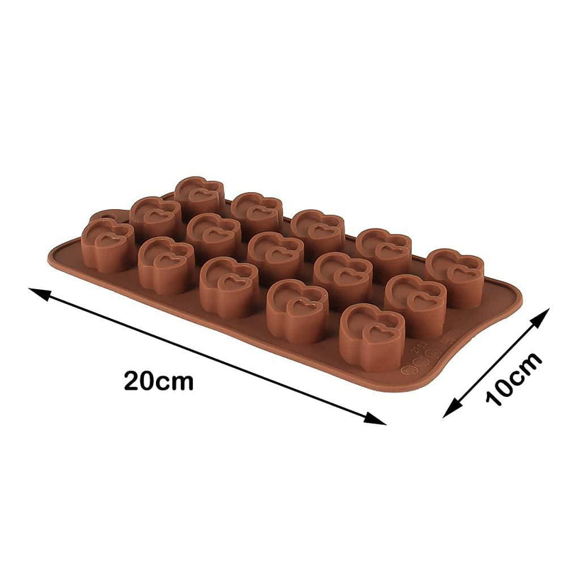 Bakersville India Baking Accessory 2 Finedecor - Silicone Double Heart Chocolate Mould - Fd 3135((15 Cavities))