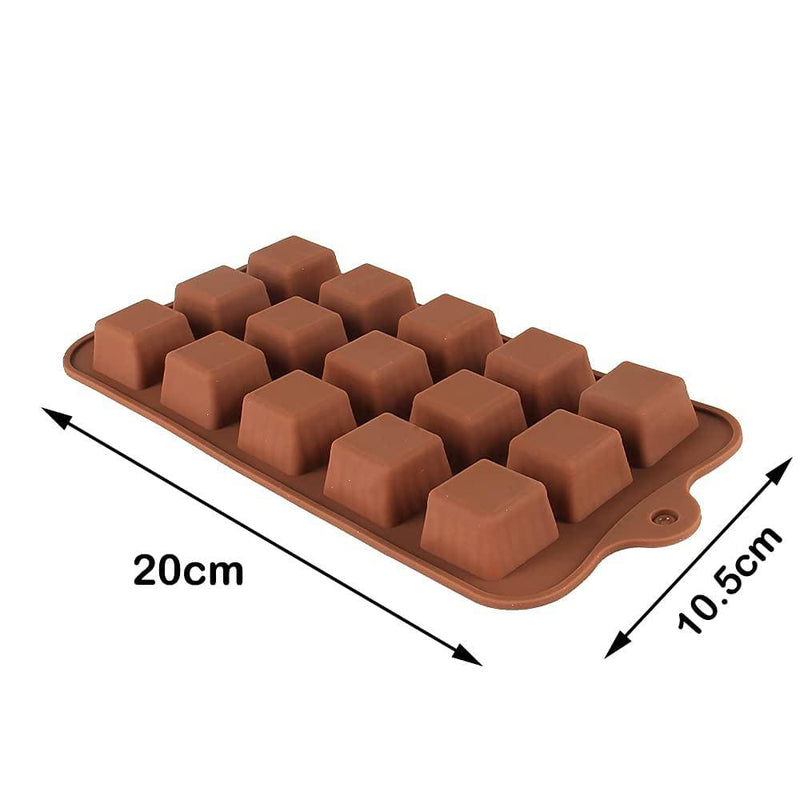 Bakersville India Baking Accessory 2 Finedecor - Silicone Square Shape Chocolate Mould - Fd 3141((15 Cavities))