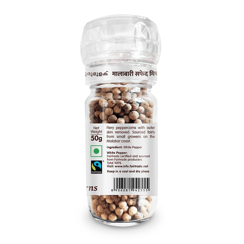 Chenab Impex Pvt Ltd Spices 12 Isvaari - Malabar White Peppercorns In Grinder 50g