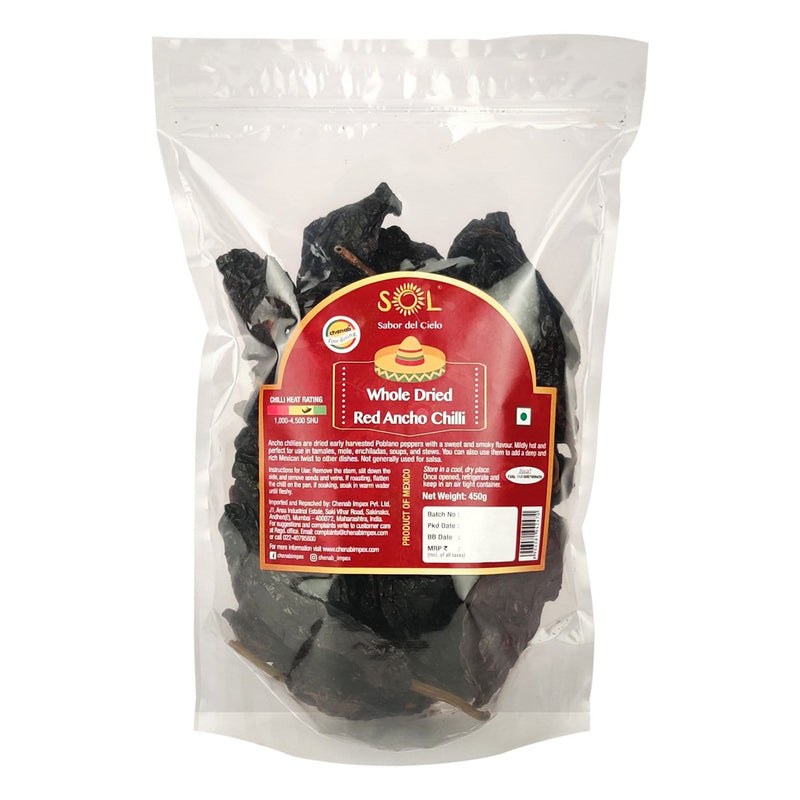 Chenab Impex Pvt Ltd Spices 6 Sol - Whole Dried Red Ancho Chillies With Stem 450g