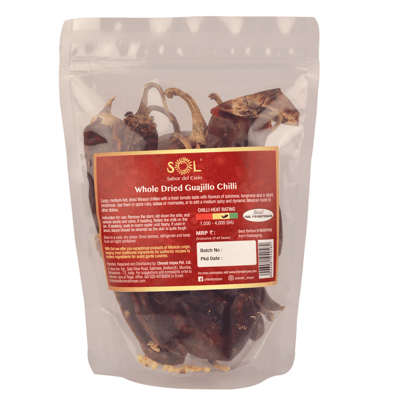 Chenab Impex Pvt Ltd Spices 12 Sol - Whole Dried Guajillo Chillies With Stem 60g