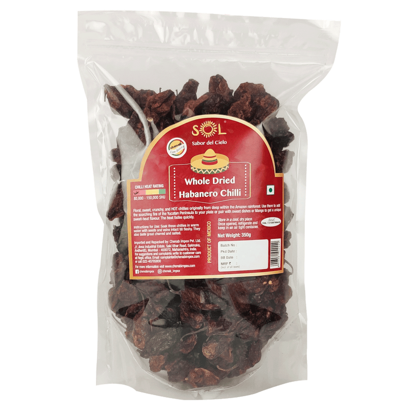 Chenab Impex Pvt Ltd Spices 6 Sol - Whole Dried Habanero Chillies With Stem 350g