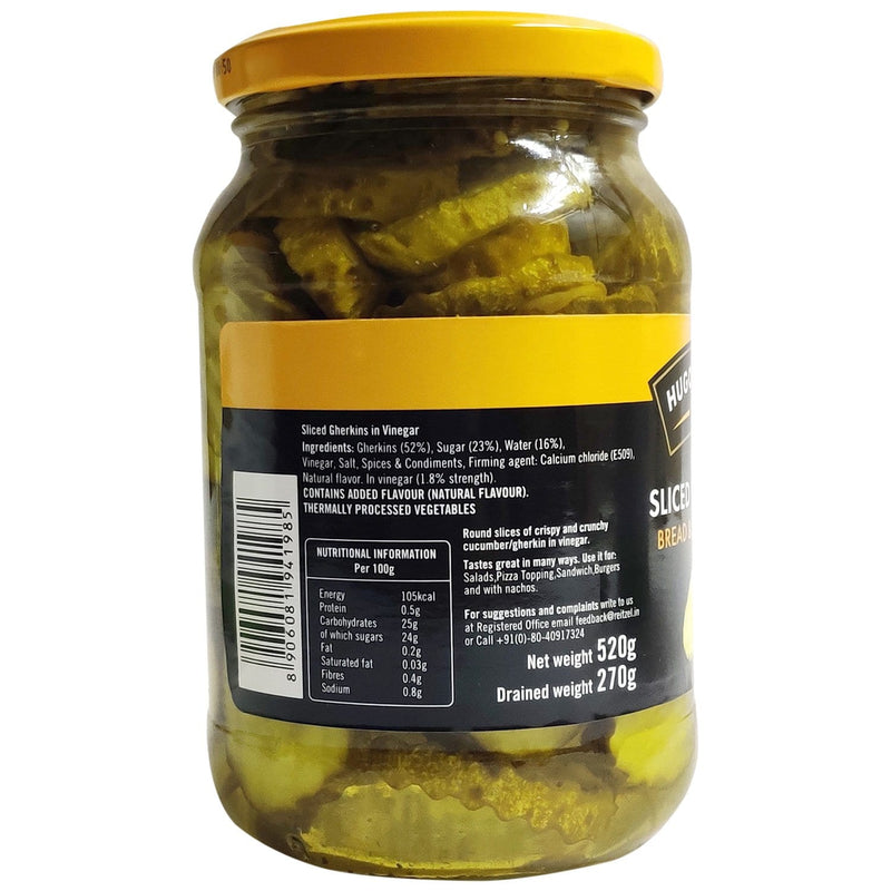 Chenab Impex Pvt Ltd Processed Vegetable 12 Hugo Reitzel - Sliced Gherkins Bread And Butter Chips 520g