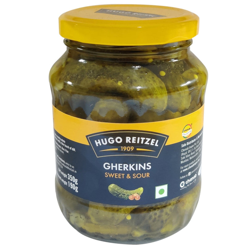 Chenab Impex Pvt Ltd Processed Vegetable 12 Hugo Reitzel - Sweet And Sour Gherkins 350g