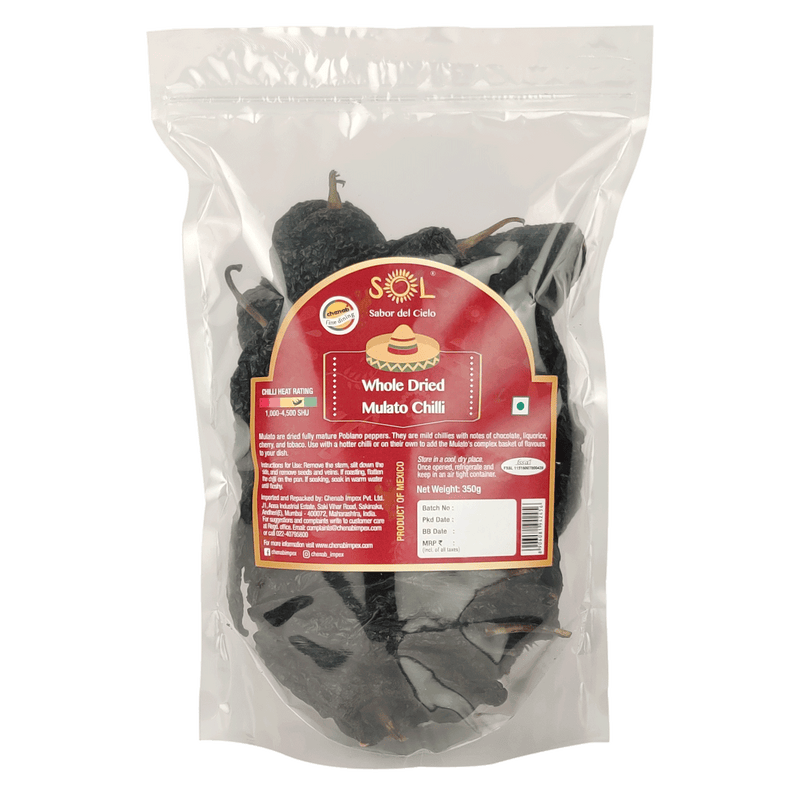 Chenab Impex Pvt Ltd Spices 6 Sol - Whole Dried Mulato Chillies With Stem 350g