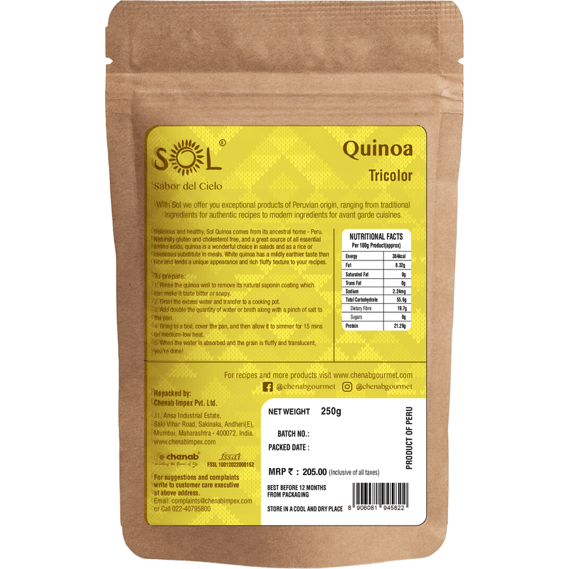 Chenab Impex Pvt Ltd Quinoa 12 Sol - Authentic Peruvian White Quinoa 250g