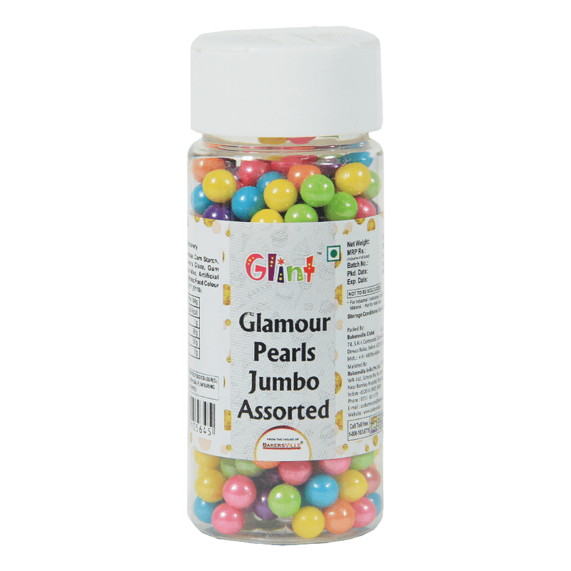 Bakersville India Decoration 2 Glint - Glamour Pearls Balls For Cake Decoration (assorted Jumbo)(75g)
