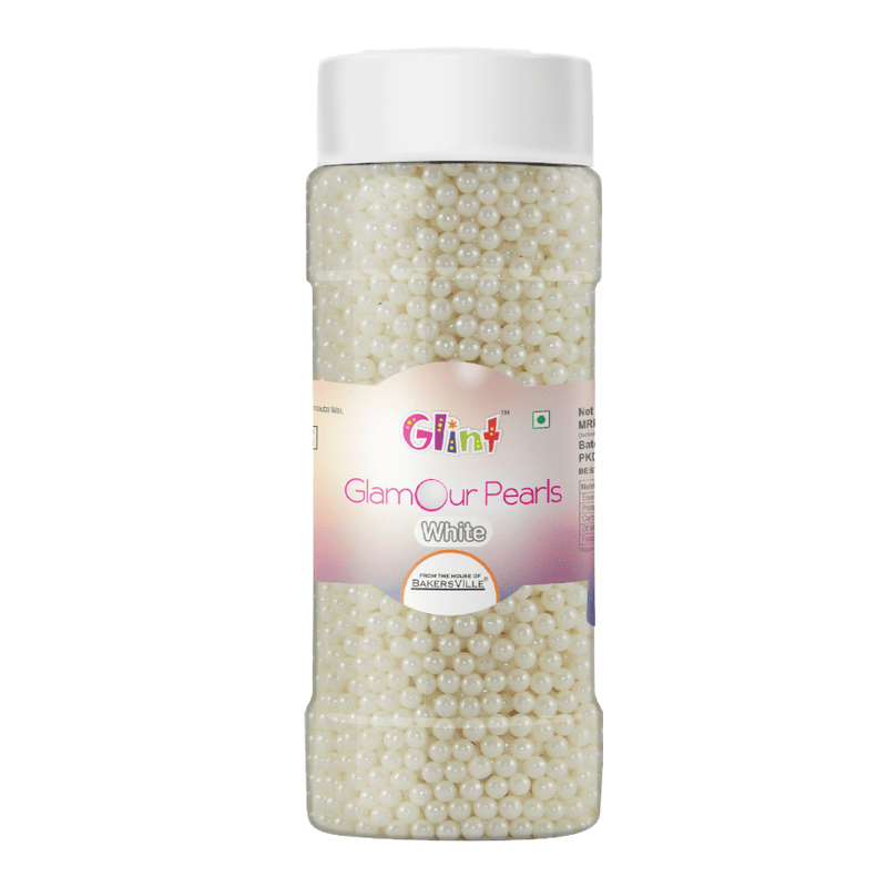 Bakersville India Decoration 2 Glint - Glamour Pearl Balls For Cake Decoration (4mm) (white)(75g)